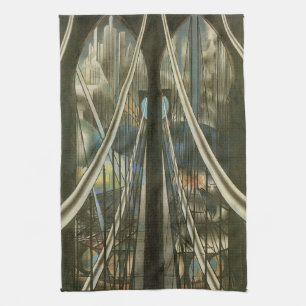 Vintage New York Architecture, Brooklyn Bridge Kitchen Towel