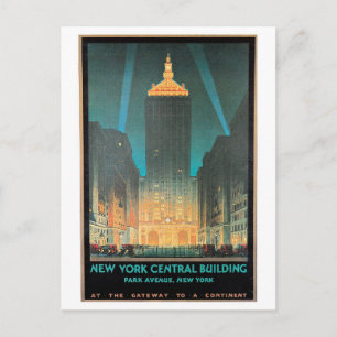 Vintage New York Central Building Travel Ad Postcard