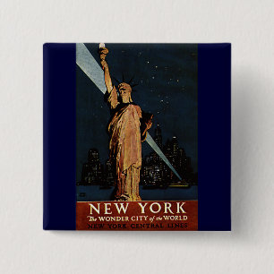 Vintage New York City 2 Inch Square Button