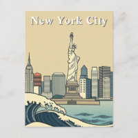 Vintage New York City Art Deco Waves Travel