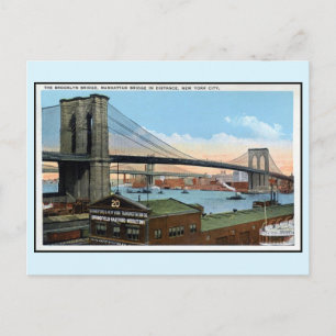 Vintage New York City Brooklyn Bridge, Manhattan Postcard