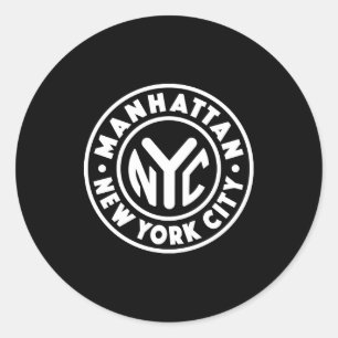 Vintage New York City Circle Manhattan White Classic Round Sticker