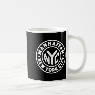 Vintage New York City Circle Manhattan White Coffee Mug