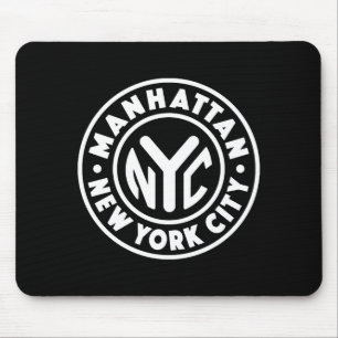 Vintage New York City Circle Manhattan White  Mouse Pad