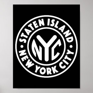 Vintage New York City Circle Staten Island White Poster