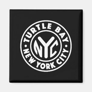 Vintage New York City Circle Turtle Bay White Magnet