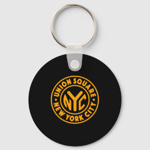 Vintage New York City Circle Union Square Gold Keychain