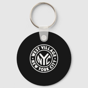 Vintage New York City Circle West Village White  Keychain