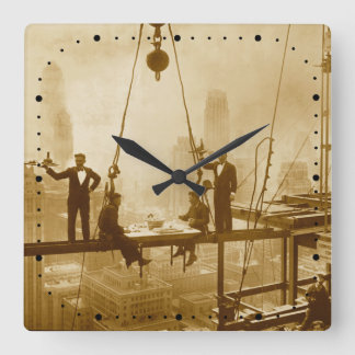 Vintage New York City Ironworkers Lunchtime Square Wall Clock