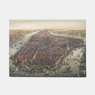 Vintage New York City, Manhattan, Brooklyn Bridge Doormat