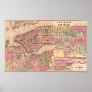 Vintage New York City map art Poster