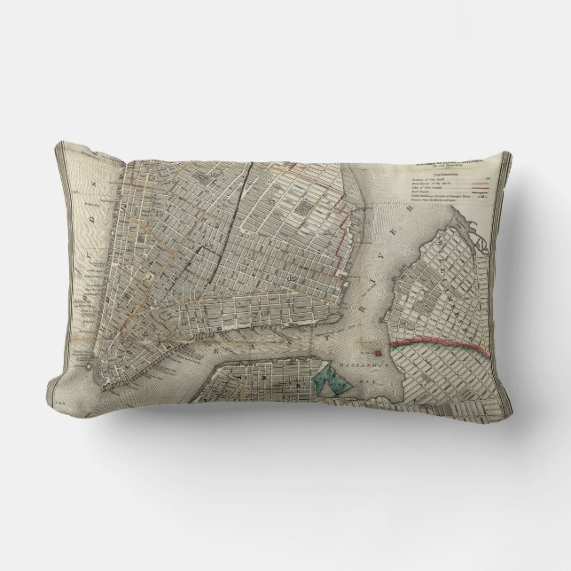 Vintage New York city map Lumbar Pillow (Front)