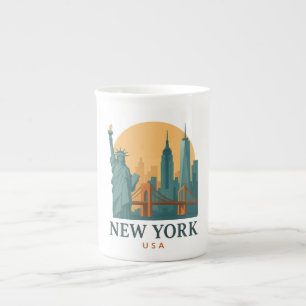 Vintage New York City – Minimalist Travel Bone China Mug