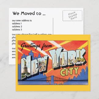 Vintage New York City NYC, Change of Address Announcement Postcard