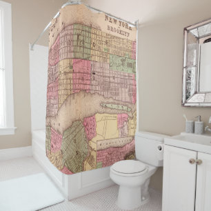 Vintage New York City Plan Douche rideau