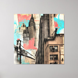Vintage New York City Sketch Canvas Print