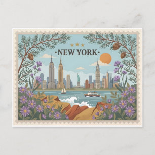Vintage New York City Skyline Postcard
