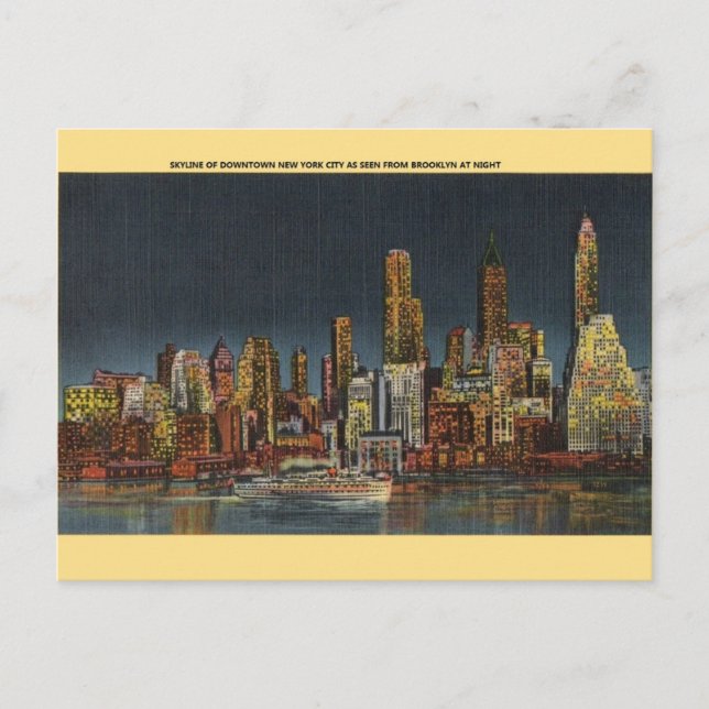 Vintage New York City Skyline Postcard (Front)