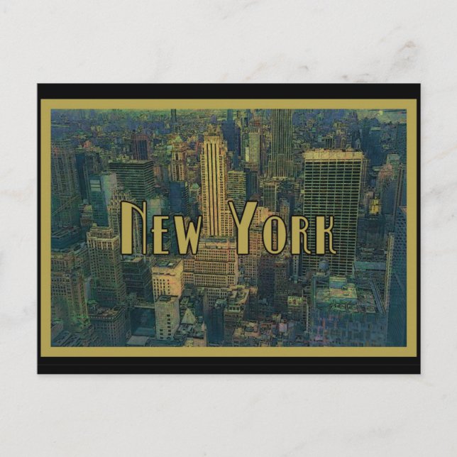 Vintage New York City Skyline Travel Postcard (Front)