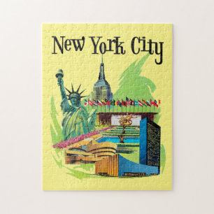 Vintage New york City statue of liberty Travel art Jigsaw Puzzle