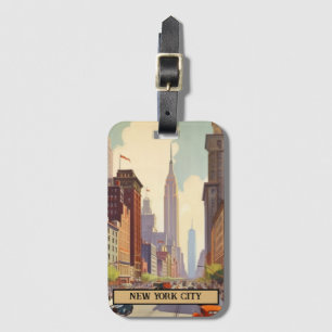 Vintage New York City Street Scene Custom Text Luggage Tag
