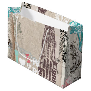 Vintage New York Design Large Gift Bag
