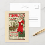 Vintage New York Herald Christmas Edition Postcard<br><div class="desc">The New York Herald; XMAS Number (1896) | This vintage The New York Herald illustration from December 1896, designed by Louis Rhead, features a charming vintage Christmas scene with Santa Claus and his reindeer. The artwork captures the magic of the holiday season with a vibrant, festive design. Rhead’s detailed ornamentation,...</div>
