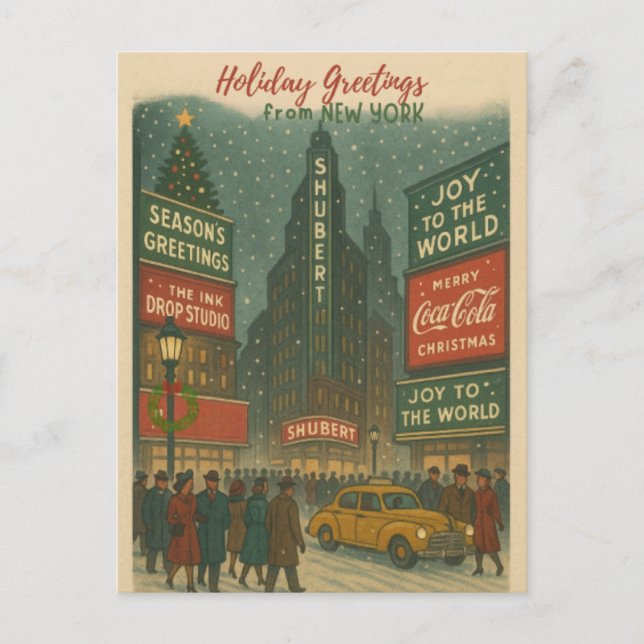 Vintage New York Holiday Greetings Postcard (Front)
