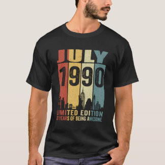 Vintage New York July 1990 33 Years Old 33Rd Birth T-Shirt