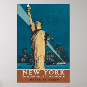 Vintage New York Liberty Statue Travel Poster