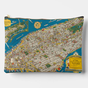 Vintage New York Map Cosmetic Bag