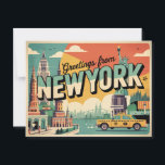Vintage New York Postcard | Greetings from<br><div class="desc">Vintage New York | Greeting from New York Retro Classci Postcard</div>