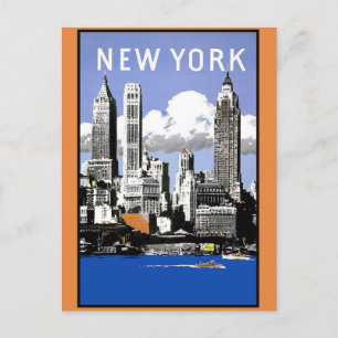 Vintage New York Skyline Postcard