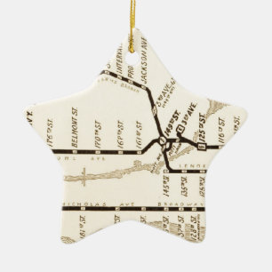 Vintage New York Subway Map Ceramic Ornament