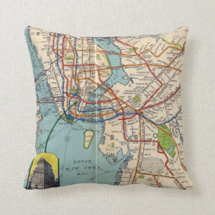 Vintage New York Subway map pillow