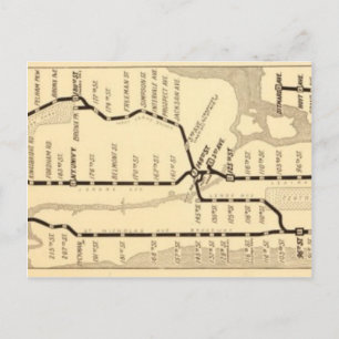 Vintage New York Subway Map Postcard