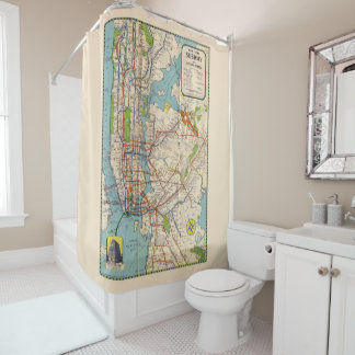 Vintage New York Subway Map Shower Curtain