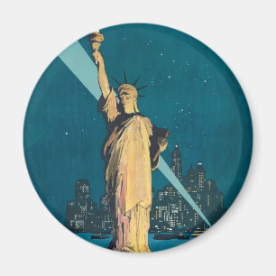 Vintage New York Wonder City Statue of Liberty Art Magnet