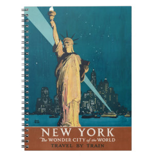 Vintage New York Wonder City Statue of Liberty Art Notebook