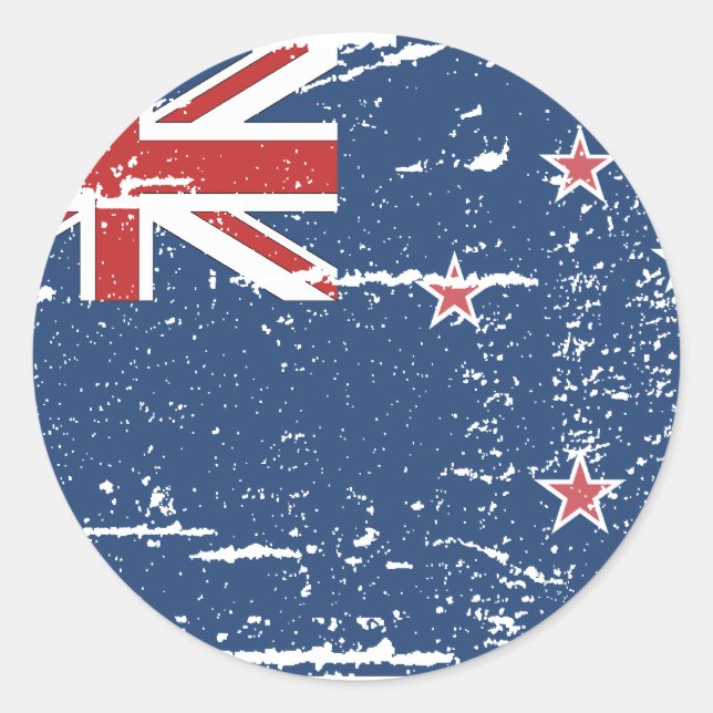Vintage New Zealand Flag Classic Round Sticker (Front)