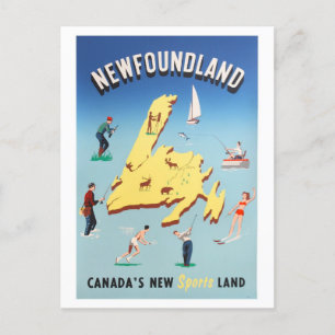 Vintage Newfoundland Canada Sports Travel Poster Postcard