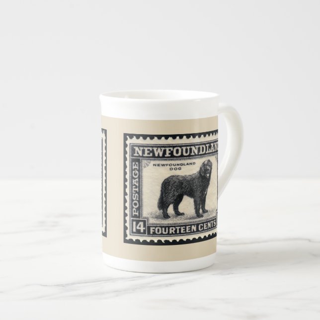 Vintage Newfoundland Dog Bone China Mug (Front Right)