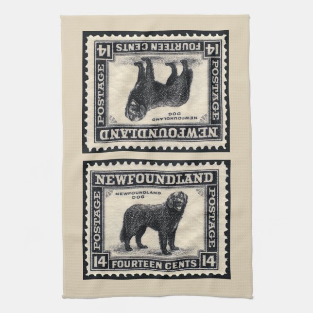 Vintage Newfoundland Dog Kitchen Towel (Vertical)