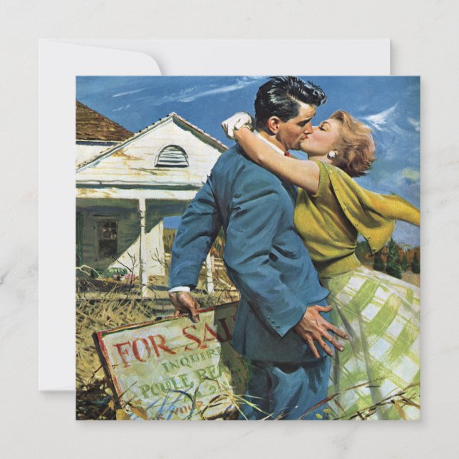 Vintage Newlyweds, Funny Housewarming Party Invitation (Front)