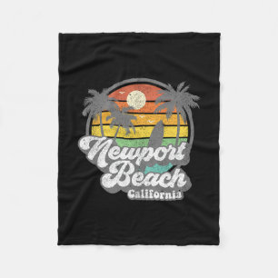 Vintage Newport Beach California Ca Surfing Retro  Fleece Blanket