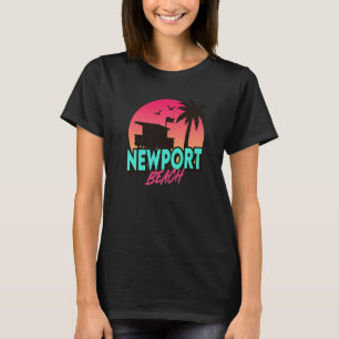 Vintage Newport Beach California Palm Trees Ca Ret T-Shirt