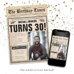 Vintage Newspaper 30th Birthday Fun Custom Photo Invitation<br><div class="desc">Vintage Newspaper 30th Birthday Fun Custom Photo Invitation. A cool and humourous birthday invitation design that looks like a vintage newspaper!  It is customizable and can be used for any age birthday party! Need help with this design template? Contact the design by clicking on the 'Message' button below.</div>