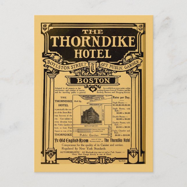 Vintage Newspaper ad Thorndike Hotel Boston Postcard (Front)