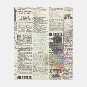 Vintage newspaper advertising fleece blanket
