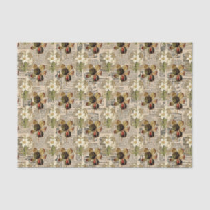 Vintage Newspaper and Berries Tissue Paper
